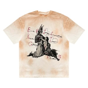 Men's <b>Tie</b> Dye Cotton T-Shirt Short Sleeve Regular Fit O-Neck Hand Drawn Pattern Street Style <b>Knitted</b> Fabric Quick Dry - Product Image 1