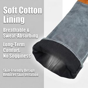 Long Cuff Welding <b>Gloves</b> for <b>Men</b> Heavy Duty Genuine Cowhide <b>Leather</b> Diamond Grain Flexible Heat Resistant Safety Work <b>Gloves</b> - Product Image 6