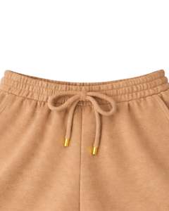 Women Ribbed Crop Tank <b>Top</b> And Drawstring Shorts Set Camel Beige With <b>Heart</b> Daisy Embroidery Casual Lounge Two Piece Outfit - Product Image 4