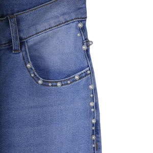 Jeans de mujer de cintura alta, pierna recta, transpirables, sueltos, con pedrería, cristales, efecto lavado, patchwork, para damas. - Product Image 5