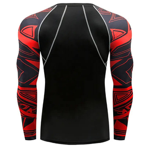 Customized Logo Fitted Compression Men's Fitness Suits / Wholesale Men Exercise Workout Tight Leggings With Shirts Sets - Product Image 5