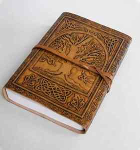 Embossed Tree of Life <b>Leather</b> Journal | Refillable Writing Notebook with Wrap Closure | Blank <b>Diary</b> for Travel, Sketching & Gift - Product Image 4