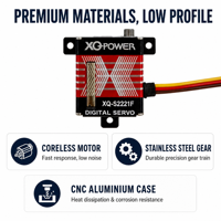 Servomoteur numérique sans noyau XQ-POWER XQ-S2221F 22KG pour avion, engrenages en acier inoxydable, aluminium CNC, étanche, 8.4V, OEM