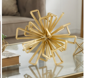Escultura Metálica Geométrica de Lujo Chapada en Oro, Arte Contemporáneo, Decoración de Mesa para el Hogar, Sala de Estar, Diseño Abstracto, Hecho a Mano - Product Image 1