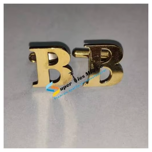 Boutons de manchette de luxe Benon en or avec initiales A B C pour hommes |   Boutons de manchette de chemise formelle Alphabet Premium |   Fête d'affaires de mariage - Product Image 3