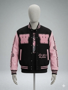 OEM Custom Winter Hip Hop Casual Wool Blend Chenille Embroidery Baseball Letterman <b>Bomber</b> Varsity <b>Jacket</b> for <b>Men</b> - Product Image 4