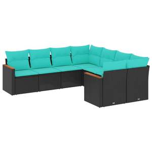 Set Divano da Esterno in Rattan PE Nero con Struttura in Acciaio Verniciato a Polvere e Tessuto in Poliestere, Elegante Arredamento da Giardino - Product Image 2