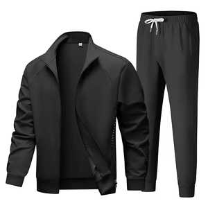 Chándal de Hombre de Color Sólido con Cremallera Completa, Cuello Alto, Manga Larga, Transpirable, Informal, para Otoño, Corte Regular, Material de Poliéster - Product Image 3