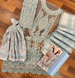 2022 vente chaude indienne/pakistanaise dernière collection 3 pièces Salwar Kameez fête porter robe en soie - Product Image 6