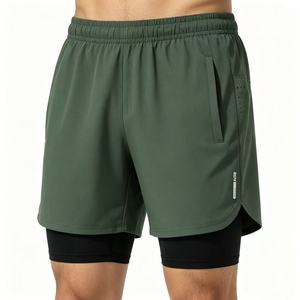 New Casual Running 100%Polyester Solid Quick-drying Breathable Elastic Waist <b>Mid</b> High Street Sports Shorts Summer Men's Gym Wear - Product Image 1