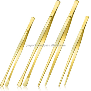 กรีอาร็อคส์ ชุดที่คีบอาหารสีทอง สแตนเลสโค้ง 4 ชิ้น ขนาด 12 นิ้ว เป็นมิตรกับสิ่งแวดล้อม ได้รับการรับรองมาตรฐาน CE/EU คุณภาพพรีเมียม - Product Image 1