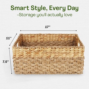 Seagrass and Hyacinth Organizing <b>Baskets</b> Handmade <b>Storage</b> <b>Basket</b> Wholesale eco-friendly Made in Viet Nam - Product Image 2