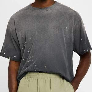 T-shirt délavé pour homme en gros, 100 % coton, tissu tricoté 150 GSM, coupe oversize, décontracté, imprimé multicolore, design unique - Product Image 2