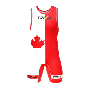 Custom Canada Flag Front Red White Maple Leaf Sublimation Four-Way Stretch Compression Team Competition <b>Wrestling</b> <b>Singlet</b> <b>Men</b> - Product Image 5