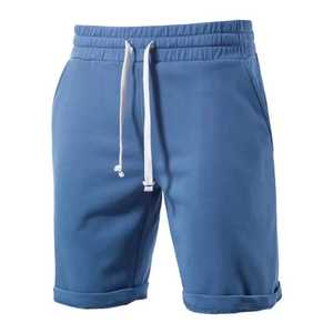 Pantalones Cortos de Algodón Azul Marino para Hombre con Cintura Ajustable con Cordón, Estilo Casual, Corte Medio, Color Sólido, Tejido de Punto, Diseño Transpirable - Product Image 5