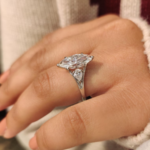 Anillo de Promesa de Aniversario con Moissanita Corte Marquesa para Mujer, de Lujo, Plata de Ley 925 con Baño de Rodio, Joyería Fina para Fiesta - Product Image 3