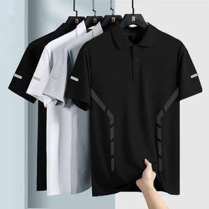 Polo à manches courtes pour homme, couleur unie, séchage rapide, tricoté, décontracté, blanc, noir, gris, vert - Product Image 2