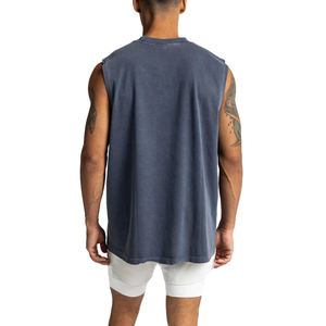Loose-Fitting Cotton O-Neck Anti-Wrinkle Breathable Vintage American-Style Hip Hop Knitted <b>Vest</b> Tank Top TEE - Product Image 5