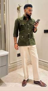 Camisa Casual para Hombre, Estilo Caza, Confeccionada con Tela de Lino 100% Premium, Teñido Liso, Ecológica, Transpirable y Cómoda, con Cuello Clásico - Product Image 4