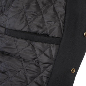 Chaqueta Varsity Negra y Naranja para Hombre, con Mezcla de Lana, Cuello Camisero, Corte Regular, Estilo Preppy, para Otoño - Product Image 6