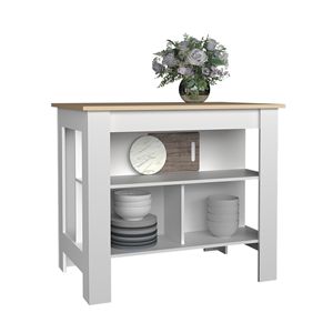 Delos 35\" H <b>Kitchen</b> <b>Island</b> with Four Legs and Three Open Storage Shelves <b>Kitchen</b> <b>Table</b> - Product Image 2