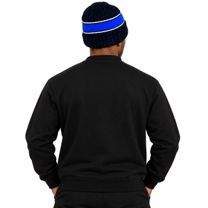 Conjunto de Bufanda y Gorro PBS para Hombre, Color Negro y Azul Rey, Jacquard Transpirable e Impermeable, Diseño con Letras 1914, Bufanda Cálida de Invierno, Gorro de Punto - Product Image 2