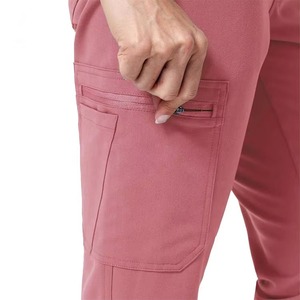 Blusa Médica Rosa para Mujer, Cuello en V, Manga Corta, con Bolsillos, Uniforme de Hospital, Mezcla de Algodón y Poliéster - Product Image 5