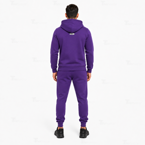 <b>Mens</b> Warm Winter Lightweight 100% Cotton <b>Jogger</b> Pullover Hooded Sweatsuit Fleece Pullover Hoodie <b>Tapered</b> <b>Jogger</b> Pants Two Piece - Product Image 4