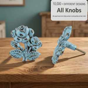 Ba Rustic Blue Rose Cast Iron Furniture Knob <b>Drawer</b> <b>Handle</b> Living Room Home Office Bedroom Decor Durable Novelty Shape - Product Image 4
