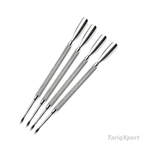 Pousse-cuticules professionnel en acier inoxydable réutilisable de haute qualité à double extrémité, nettoyeur d'ongles, outil de manucure avec manche confortable – Ensemble