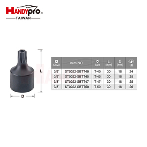 HANDYPRO T40 T45 T47 T50 SNCM-V Torx Impact Socket Bit Set Black 3/8 Inch Drive <b>Vehicle</b> <b>Tools</b> Auto Repair - Product Image 2