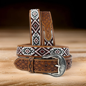 OEM Beaded Argentina Cow Leather Western Floral <b>Engraved</b> Hand <b>Tooled</b> Full Grain Brazilian Cow Leather Genuine Leather Belt - Product Image 5