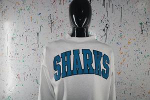 Sweat-shirt à col montant SHARKS WHITE 100% coton avec broderie appliquée, col large, URBAN PRODUCTIONS - Product Image 3