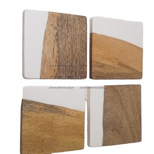 Posavasos modernos de fábrica al por mayor de alta calidad 10 cm Blanco y Madera mejores posavasos para bebidas para stand y venta - Product Image 1