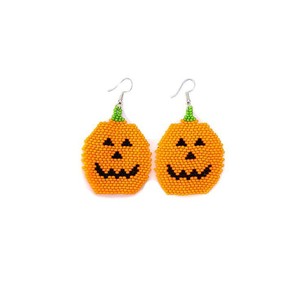 Pendientes de Calabaza de Halloween con Cuentas y Bordados, Hechos a Mano, con Colgante de Sombrero de Bruja, Joyería para Mujer, Otoño - Product Image 6