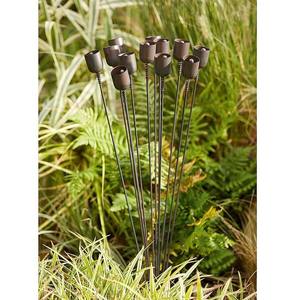 Estacas decorativas de metal oxidado para jardín, con esferas y puntas de lanza, varillas de hierro para un diseño elegante de patio exterior. - Product Image 4