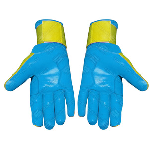 Guantes de Béisbol de Cuero Azul y Amarillo, Ambidiestros, con Cierre de Gancho y Bucle, Soporte de Muñeca Duradero, Logotipo Personalizado, Entrenamiento Unisex - Product Image 3