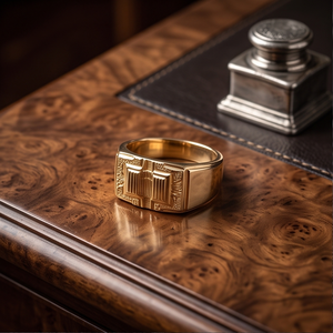 Anillo Geométrico Amarillo Chapado en Oro de 22k para Hombre Divyoro, Clásico para Uso Diario, Ceremonias Religiosas - Product Image 2