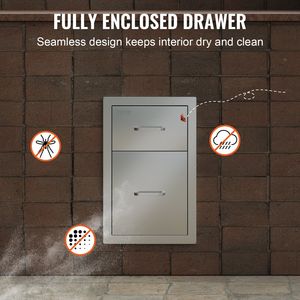 Accessorio per Cucina Esterna: Cassetti Doppi per BBQ con Maniglia in Acciaio Inox, 13" L x 20.4" A x 20.8" P, Montaggio a Filo per Isola di Stoccaggio - Product Image 6