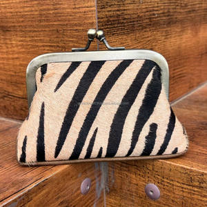 Monedero de piel auténtica con estampado de animales personalizado para mujer, Monedero de piel de vaca, monedero con hebilla, cierre de beso, novedad de 2024 - Product Image 3