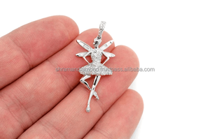 จี้รูปนักบัลเลต์เคลื่อนไหวได้ ชุบทองคำ 10K ดีไซน์ปีกประดับด้วยหินธรรมชาติเจียระไนทรงบริลเลียนท์ สร้อยคอผู้หญิงทันสมัยปรับแต่งได้ - Product Image 5