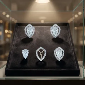 ต่างหูทองคำโรสโกลด์ 14K ประดับเพชรเลี้ยงในห้องปฏิบัติการ แบบ 2-in-1 น้ำหนัก 2.45 กะรัต รูปทรงลูกแพร์ ระดับความสะอาด VVS-VS ของขวัญสุดหรูสำหรับงานหมั้น งานแต่งงาน เครื่องประดับเจ้าสาว - Product Image 1