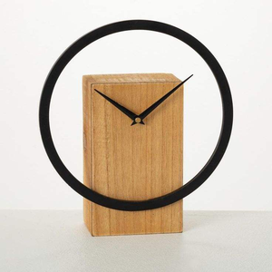 Reloj de Escritorio de Madera Rústica, Decoración Moderna para el Hogar, Reloj de Madera Natural con Diseño Sencillo y Elegante, Perfecto para Estantes, Relojes de Mesa - Product Image 1