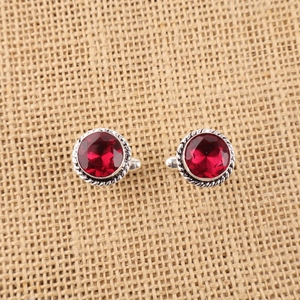 Ensemble de boutons de manchette élégants faits à la main en rubellite rouge, forme ronde, sertis en canal, bijoux en argent sterling 925 plaqué - Product Image 1
