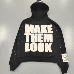 Wholesale Men's Rhinestone <b>Zip</b> Hoodie Custom Color & Logo Breathable Oversized Streetwear Rhinestone Sweatshirt - Product Image 6