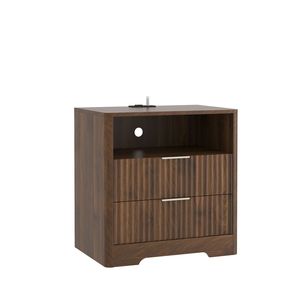 Smart Wood Nightstand with <b>Charging</b> Station and Night Light Bedroom Storage Cabinet <b>Bedside</b> <b>Table</b> - Product Image 6