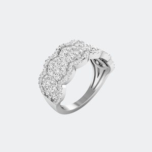 2.00CTW Round Cut Cluster Set Double Row <b>Statement</b> <b>Ring</b> - Product Image 2