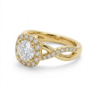 Bague de fiançailles demi-éternité en or blanc 10K avec diamant de laboratoire certifié IGI 3,30 carats couleur E, bande torsadée et halo, clarté VVS2 - Product Image 3