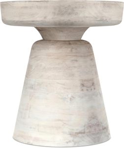 Robbie Accent <b>Table</b> Wide Solid Mango Wood End <b>Table</b> in Distressed White Wash Boho Contemporary <b>Rustic</b> <b>Side</b> <b>Table</b> for Living Room - Product Image 4