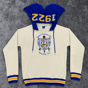 Royal Blue Gold SGRho Prep Hoodie <b>Long</b> Sleeve Pullover Greek Letter Hooded <b>Sweatshirt</b> Sorority Varsity Style Casual Fleece - Product Image 3